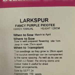 Kings Seeds Larkspur Fancy Purple Picotee 150 Seed